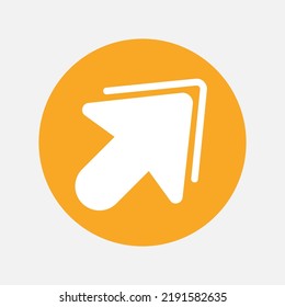 Icono de flecha arriba a la derecha en estilo plano, uso para presentación de aplicación móvil del sitio web