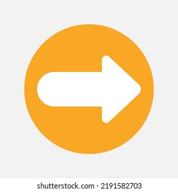 Icono de flecha derecha en estilo plano, uso para presentación de aplicación móvil del sitio web