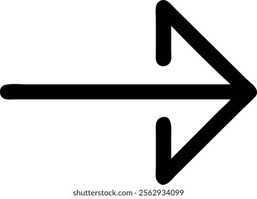 Right arrow icon image with thickness. Right arrow Silhouette Vector symbol isolated on white background stock illustration