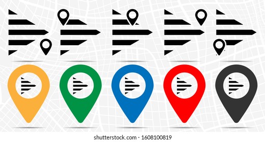 Right arrow icon in location set. Simple glyph, flat illustration element of arrow theme icons