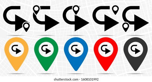 Right arrow icon in location set. Simple glyph, flat illustration element of arrow theme icons