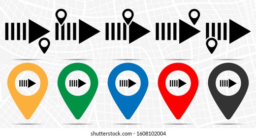 Right arrow icon in location set. Simple glyph, flat illustration element of arrow theme icons