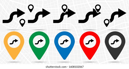 Right arrow icon in location set. Simple glyph, flat illustration element of arrow theme icons