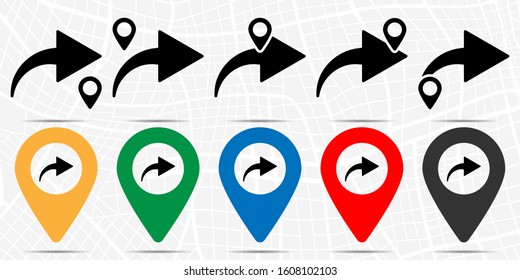 Right arrow icon in location set. Simple glyph, flat illustration element of arrow theme icons
