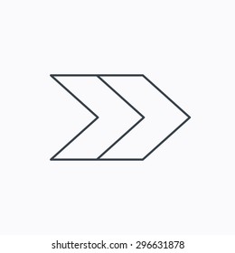 Right arrow icon. Next sign. Forward direction symbol. Linear outline icon on white background. Vector