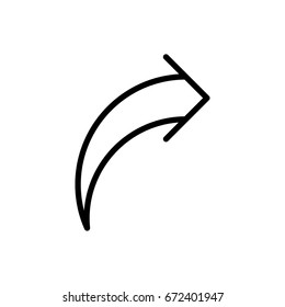 Right arrow icon. Next sign. Forward direction symbol. Linear outline circle button. Vector