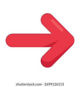 Icono de flecha derecha que representa la dirección, el movimiento hacia adelante y la navegación.