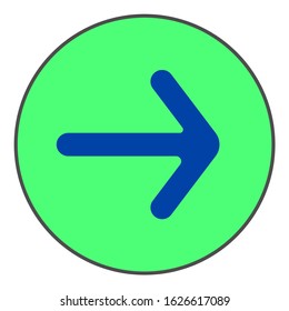 Right arrow icon or sign or symbol