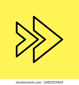 right arrow icon simple, line vector isolated on yellow background. trendy and modern design