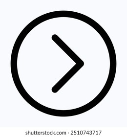 Right Arrow Icon Symbol. Right Arrow Icon Vector. Right Chevron, User Interface, User Experience, Isolated Lineal Vector Icon.