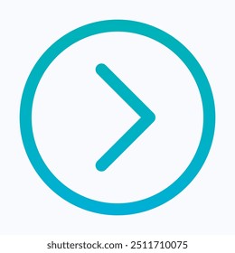 Símbolo de icono de flecha derecha. Vector de icono de flecha derecha. Chevron derecho, interfaz de usuario, experiencia de usuario, icono de degradado lineal aislado.