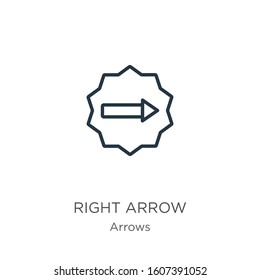 Right arrow icon. Thin linear right arrow outline icon isolated on white background from arrows collection. Line vector sign, symbol for web and mobile