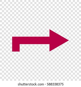 Right arrow icon. Vector. Bordo icon on transparent background.
