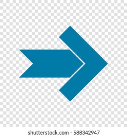 Right arrow icon. Vector. Cerulean icon on transparent background.