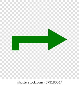 Right arrow icon. Vector. Dark green icon on transparent background.