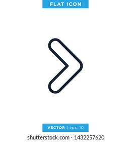Right Arrow Icon Vector Design Template. Rounded Style With Editable Stroke