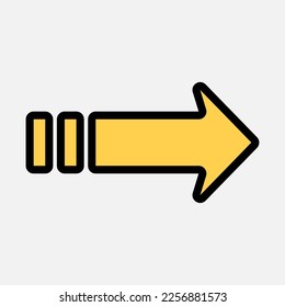 Icono de flecha derecha ilustración vectorial en estilo de línea rellena, uso para presentación de aplicación móvil del sitio web