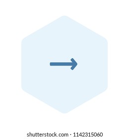 Right arrow icon in vector for interface (UI). Blue icon in light blue polygon on white background. Flatten and converted to outlines.