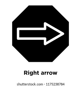 Right arrow icon vector isolated on white background, logo concept of Right arrow sign on transparent background, filled black symbol