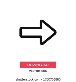 Right arrow icon vector. Next sign