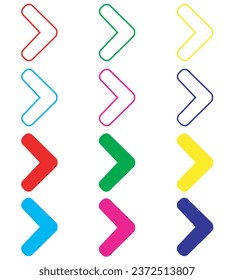 Vector de icono de flecha derecha. Flecha siguiente símbolo de signo de icono en estilo plano de moda. Establecer elementos en iconos de color. Ilustración del icono del vector de flecha derecha aislada en fondo blanco