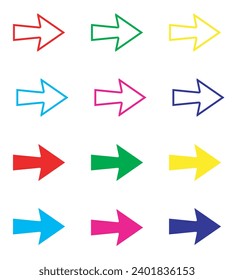 Right arrow icon vector. Next icon sign symbol in trendy flat style. Set elements in colored icons illustration isolated white background