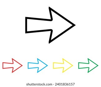 Vector de icono de flecha derecha. Símbolo de signo de icono siguiente en estilo plano de moda. Establecer elementos en la ilustración de iconos de color fondo blanco aislado