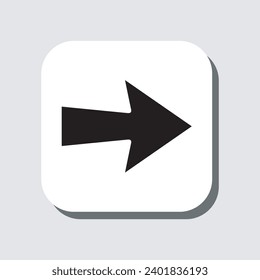 Right arrow icon vector. Next sign symbol in trendy flat style. Move forward vector icon illustration in square isolated on gray background