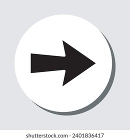 Right arrow icon vector. Next sign symbol in trendy flat style. Move forward vector icon illustration in circle isolated on gray background