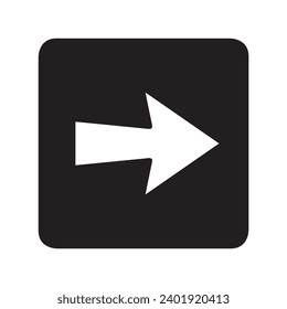 Right arrow icon vector. Next logo design. Move forward vector icon illustration in square isolated on white background