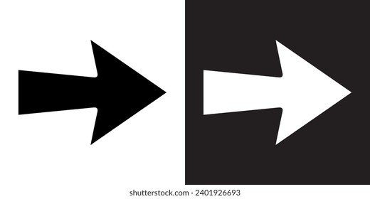 Right arrow icon vector. Next icon sign symbol in trendy flat style. Move forward vector icon illustration isolated on white and black background