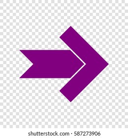Right arrow icon. Vector. Purple icon on transparent background.