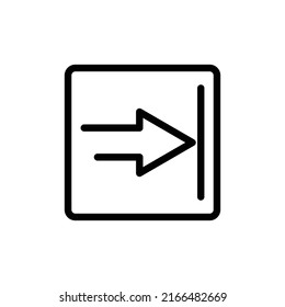 right arrow icon vector with rectangle. suitable for open icon, ui-ux, web, website, start up, pixel perfect. line icon style. Simple design illustration editable
