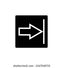 right arrow icon vector with rectangle. suitable for open icon, ui-ux, web, website, start up, pixel perfect. Solid icon style, glyph. Simple design illustration editable