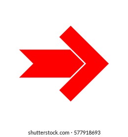 Right arrow icon. Vector. Red icon on white background. Isolated.