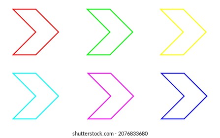 Right arrow icon, arrow icon vector in trendy flat style. Arrow icon image, set elements in colored icons. Arrow icon illustration isolated on white background.