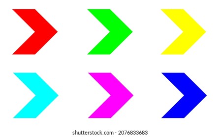 Icono de flecha derecha, vector de icono de flecha en estilo plano de moda. Icono de flecha, ajuste elementos en iconos de color. Ilustración de icono de flecha aislada en fondo blanco.