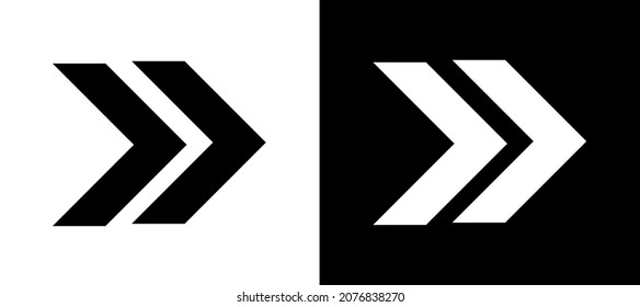 Right arrow icon, arrow icon vector in trendy flat style. Arrow icon image, arrow icon illustration isolated on white and black background.