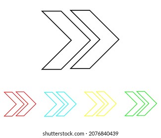 Right arrow icon, arrow icon vector in trendy flat style. Arrow icon image, set elements in colored icons. Arrow icon illustration isolated on white background.