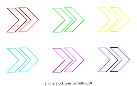 Right arrow icon, arrow icon vector in trendy flat style. Arrow icon image, set elements in colored icons. Arrow icon illustration isolated on white background.