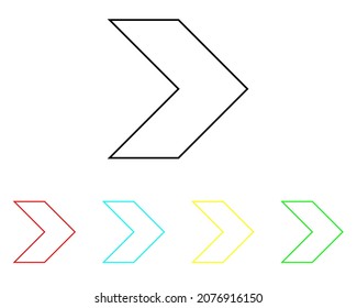 Right arrow icon, arrow icon vector in trendy flat style. Arrow icon image, set elements in colored icons. Arrow icon illustration isolated on white background.