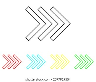 Right arrow icon, arrow icon vector in trendy flat style. Set elements in colored icons. Arrow icon image, arrow icon illustration isolated on white background