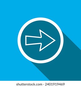 Right arrow icon vector. Right arrow icon vector in trendy flat style. Move forward icon illustration isolated on blue background