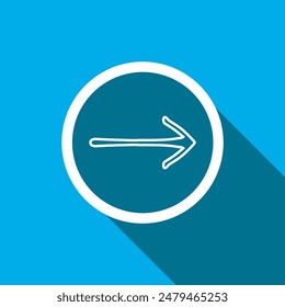 Right arrow icon vector. Right arrow icon vector in trendy flat style. Move forward icon image, Move forward icon illustration isolated on blue background