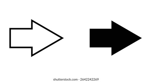 Right Arrow Icons – Outline and Solid Style Direction Symbols