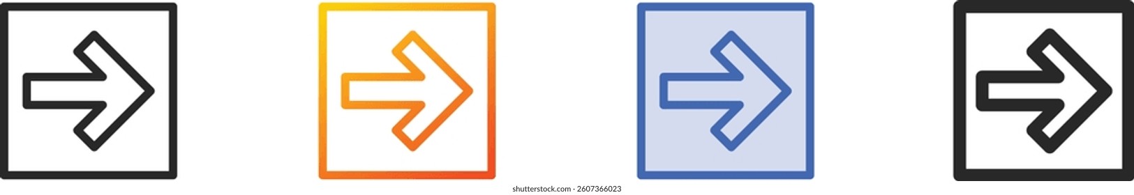 right arrow icon.Thin Linear, Gradient, Blue Stroke and bold Style Design Isolated On White Background