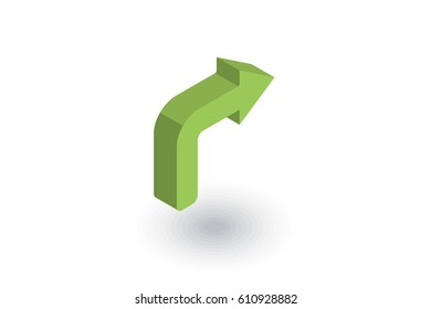 right arrow isometric flat icon. 3d vector colorful illustration. Pictogram isolated on white background
