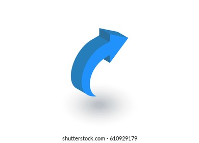 right arrow isometric flat icon. 3d vector colorful illustration. Pictogram isolated on white background