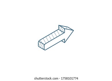 right arrow isometric icon. 3d vector illustration. Isolated line art technical drawing. Editable stroke