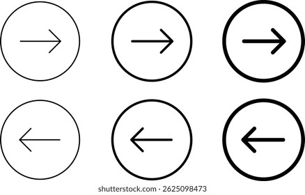 Right arrow and left arrow icon set